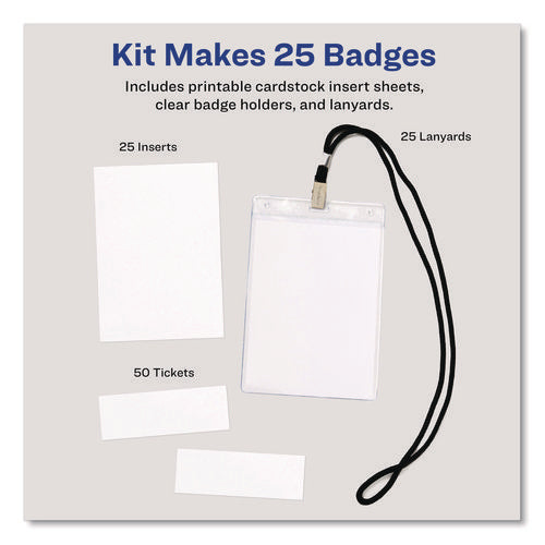 Image of Avery® Lanyard-Style Badge Holder W/laser/inkjet Inserts, Top Load, 4.25 X 6, We, 25/pk