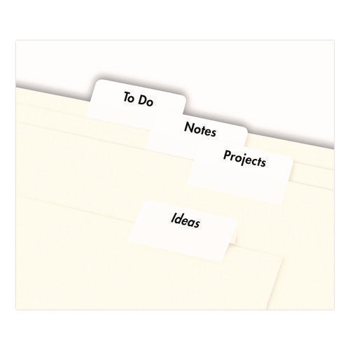 Image of Avery® Printable Plastic Tabs with Repositionable Adhesive, 1/5-Cut, White, 1.25" Wide, 96/Pack