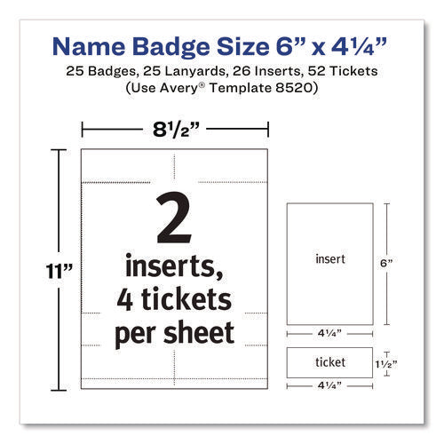 Image of Avery® Lanyard-Style Badge Holder W/laser/inkjet Inserts, Top Load, 4.25 X 6, We, 25/pk