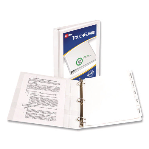 Image of Avery® Touchguard Protection Heavy-Duty View Binders With Slant Rings, 3 Rings, 1" Capacity, 11 X 8.5, White