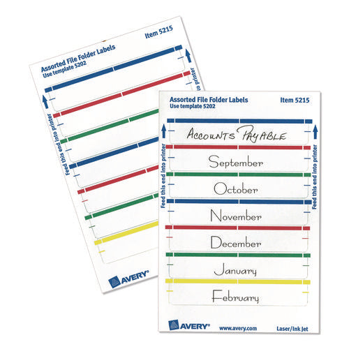 Image of Avery® Printable 4" X 6" - Permanent File Folder Labels, 0.69 X 3.44, White, 7/sheet, 36 Sheets/pack, (5215)