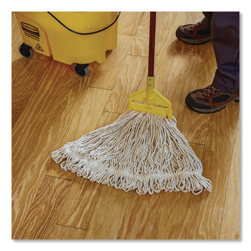 Image of Rubbermaid® Commercial Super Stitch Finish Mop Heads, Cotton/Synthetic, Blue/White