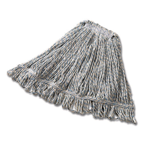 Image of Rubbermaid® Commercial Super Stitch Finish Mop Heads, Cotton/Synthetic, Blue/White
