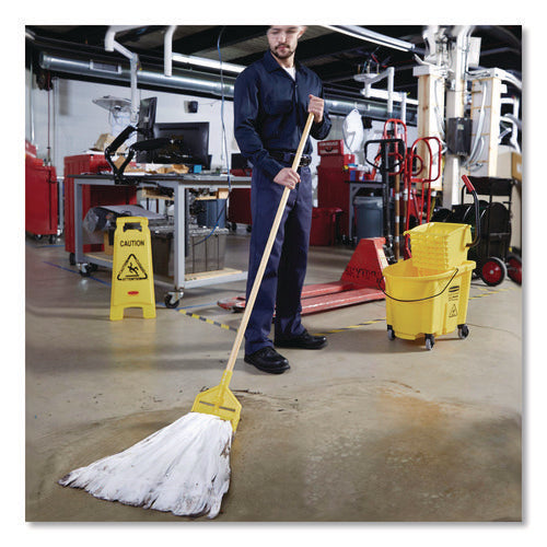 Image of Rubbermaid® Commercial Invader Wood Side-Gate Wet-Mop Handle, 54", Natural/yellow