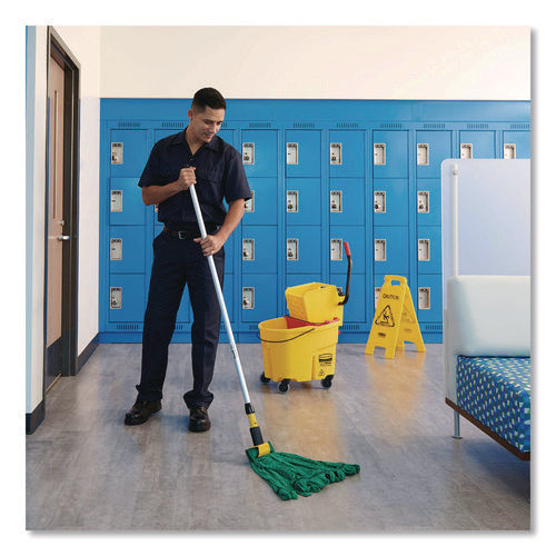 Image of Rubbermaid® Commercial Gripper Vinyl-Covered Aluminum Mop Handle, 1.13" dia x 60", Gray/Yellow