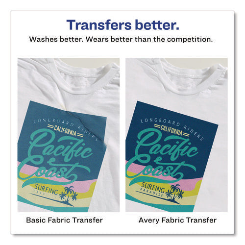 Image of Avery® Fabric Transfers, For Light-Colored Fabrics, 8.5 x 11, White, 6/Pack