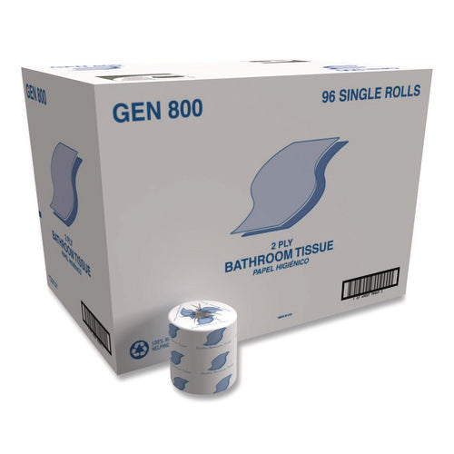 Image of GEN Bath Tissue, Septic Safe, 2-Ply, White, 420 Sheets/roll, 96 Rolls/carton
