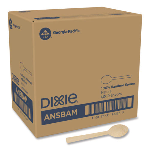 Image of Dixie® Bamboo Cutlery, Mediumweight Spoon, Paper, Light Golden, 100/Pack, 10 Packs/Carton