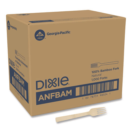 Image of Dixie® Bamboo Cutlery, Mediumweight Fork, Paper, Light Golden, 100/Pack, 10 Packs/Carton