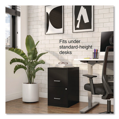 Image of Alera® Soho Vertical File Cabinet, 2 Drawers: File/file, Letter, Black, 14" X 18" X 24.1"