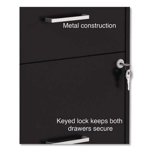 Image of Alera® Soho Vertical File Cabinet, 2 Drawers: File/file, Letter, Black, 14" X 18" X 24.1"