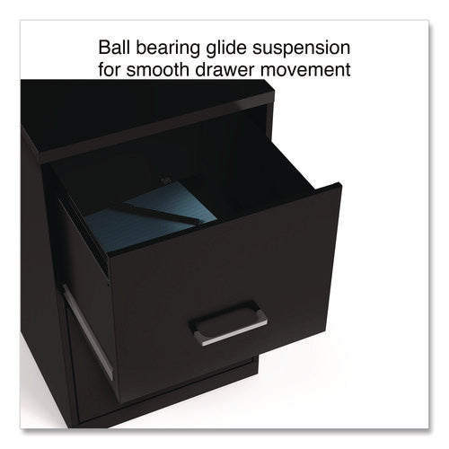 Image of Alera® Soho Vertical File Cabinet, 2 Drawers: File/file, Letter, Black, 14" X 18" X 24.1"