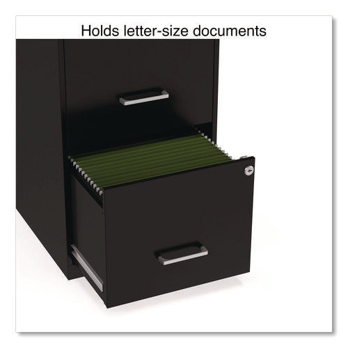 Image of Alera® Soho Vertical File Cabinet, 2 Drawers: File/file, Letter, Black, 14" X 18" X 24.1"