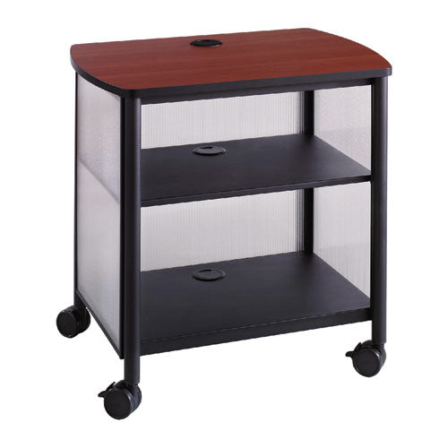 Image of Safco® Impromptu Deskside Machine Stand, Metal, 3 Shelves, 100 lb Capacity, 26.25" x 21" x 26.5", Cherry/White/Black