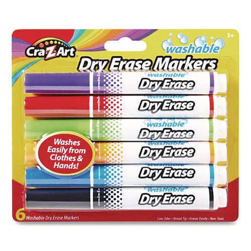 Image of Cra-Z-Art® Washable Dry Erase Markers, Broad, Bullet Tip, Assorted Colors, 6/Set