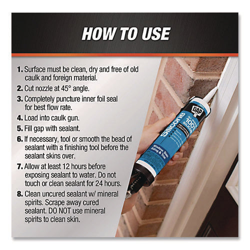 Image of DAP® SILICONE PLUS Premium Window, Door and Siding 100% Silicone Sealant, 9.8 oz Tube, Black