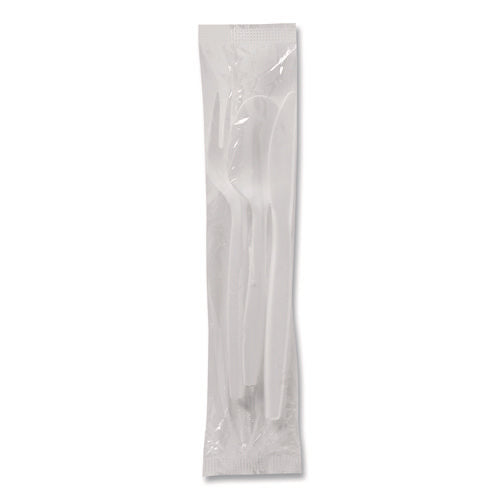 Image of Dixie® Mediumweight Polypropylene Cutlery, Fork/Knife/Teaspoon, Plastic, White, 250/Carton