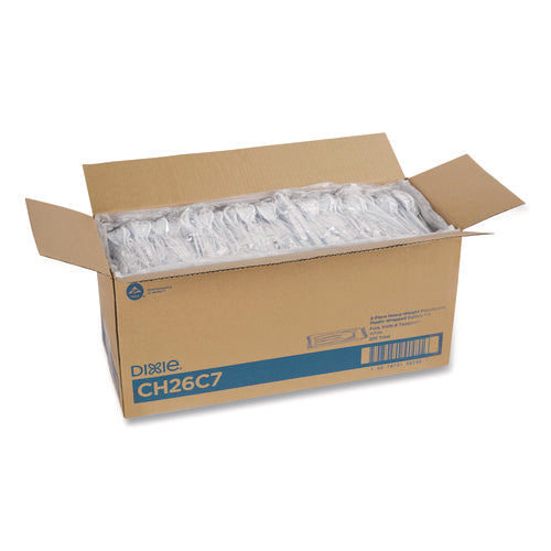 Image of Dixie® Heavyweight Polystyrene Cutlery, Fork/Knife/Teaspoon, Plastic, White, 250/Carton