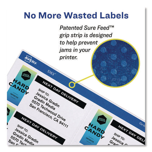 Image of Avery® White Shipping Labels-Bulk Packs, Inkjet/laser Printers, 3.33 X 4, White, 6/sheet, 250 Sheets/box