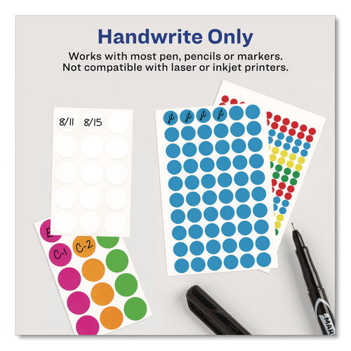 Image of Avery® Handwrite Only Self-Adhesive Removable Round Color-Coding Labels, 0.5" dia, Light Blue, 60/Sheet, 14 Sheets/Pack, (5050)