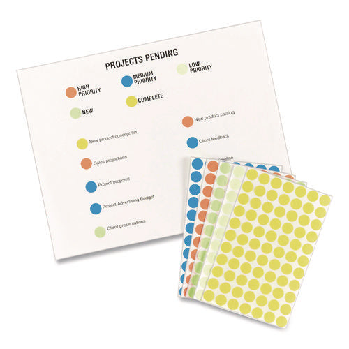 Image of Avery® Handwrite Only Self-Adhesive Removable Round Color-Coding Labels, 0.5" dia, Neon Green, 60/Sheet, 14 Sheets/Pack, (5052)
