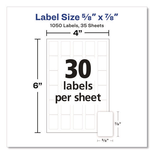 Image of Avery® Removable Multi-Use Labels, Handwrite Only, 0.63 X 0.88, White, 30/sheet, 35 Sheets/pack, (5424)