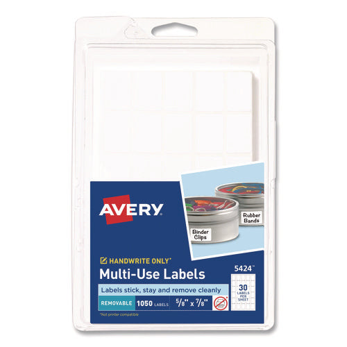 Image of Avery® Removable Multi-Use Labels, Handwrite Only, 0.63 X 0.88, White, 30/sheet, 35 Sheets/pack, (5424)