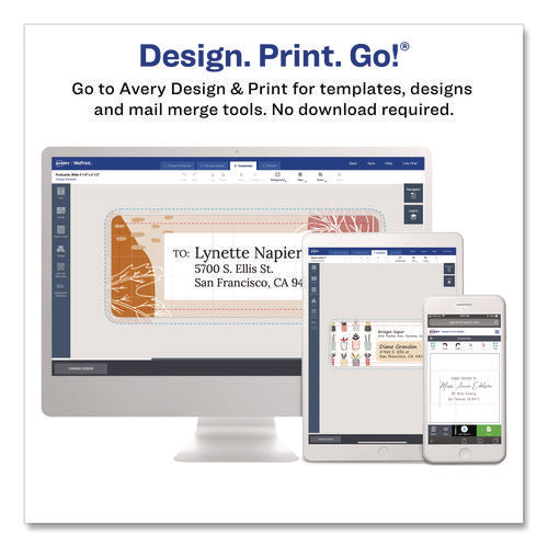 Image of Avery® White Shipping Labels-Bulk Packs, Inkjet/laser Printers, 3.5 X 5, White, 4/sheet, 250 Sheets/box