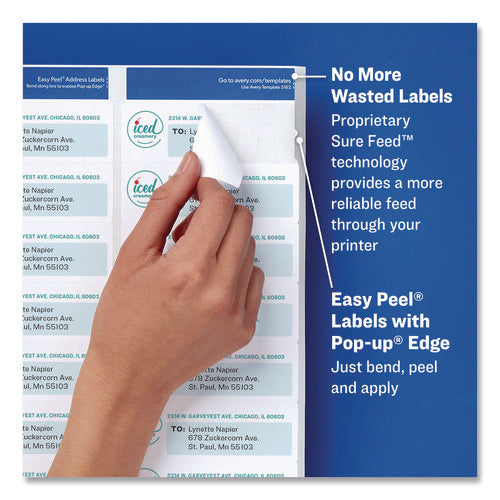 Image of Avery® Glossy Clear Easy Peel Mailing Labels W/ Sure Feed Technology, Inkjet/laser Printers, 1 X 2.63, 30/sheet, 10 Sheets/pack