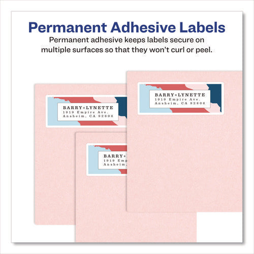 Image of Avery® Glossy Clear Easy Peel Mailing Labels W/ Sure Feed Technology, Inkjet/laser Printers, 1 X 2.63, 30/sheet, 10 Sheets/pack