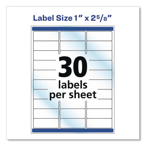 Image of Avery® Glossy Clear Easy Peel Mailing Labels W/ Sure Feed Technology, Inkjet/laser Printers, 1 X 2.63, 30/sheet, 10 Sheets/pack