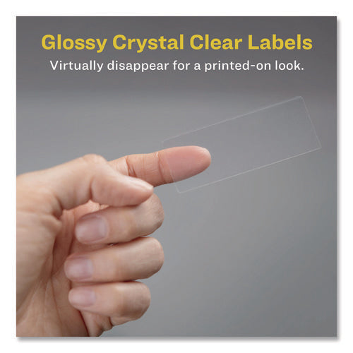 Image of Avery® Glossy Clear Easy Peel Mailing Labels W/ Sure Feed Technology, Inkjet/laser Printers, 1 X 2.63, 30/sheet, 10 Sheets/pack