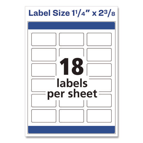 Image of Avery® Vibrant Laser Color-Print Labels w/ Sure Feed, 1.25 x 2.38, White, 450/Pack