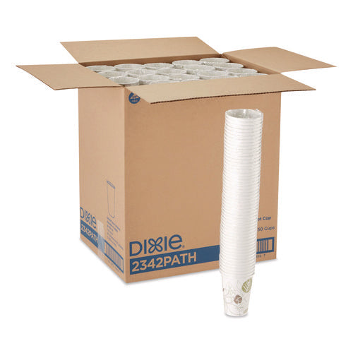 Image of Dixie® Pathways Paper Hot Cups, 12 oz, White/Brown, 50/Sleeve, 20 Sleeves/Carton