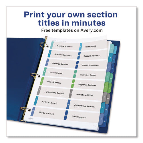Image of Avery® Customizable TOC Ready Index Double Column Multicolor Tab Dividers, 16-Tab, 1 to 16, 11 x 8.5, White, 1 Set