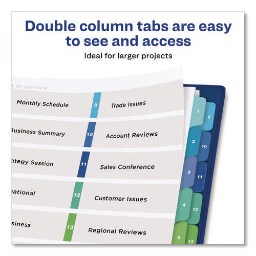 Image of Avery® Customizable TOC Ready Index Double Column Multicolor Tab Dividers, 16-Tab, 1 to 16, 11 x 8.5, White, 1 Set