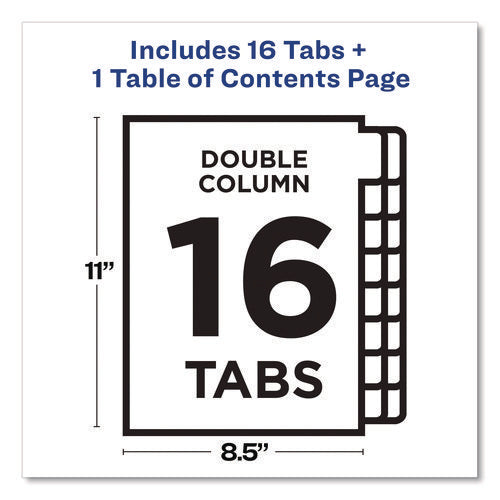 Image of Avery® Customizable TOC Ready Index Double Column Multicolor Tab Dividers, 16-Tab, 1 to 16, 11 x 8.5, White, 1 Set