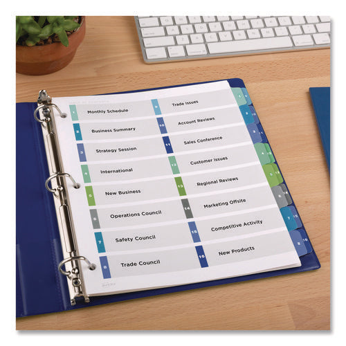 Image of Avery® Customizable TOC Ready Index Double Column Multicolor Tab Dividers, 16-Tab, 1 to 16, 11 x 8.5, White, 1 Set