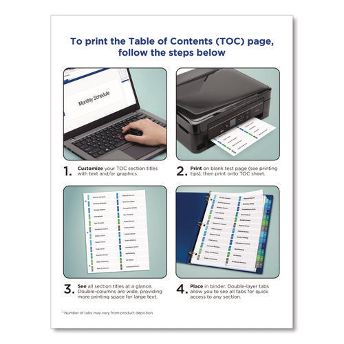 Image of Avery® Customizable TOC Ready Index Double Column Multicolor Tab Dividers, 16-Tab, 1 to 16, 11 x 8.5, White, 1 Set