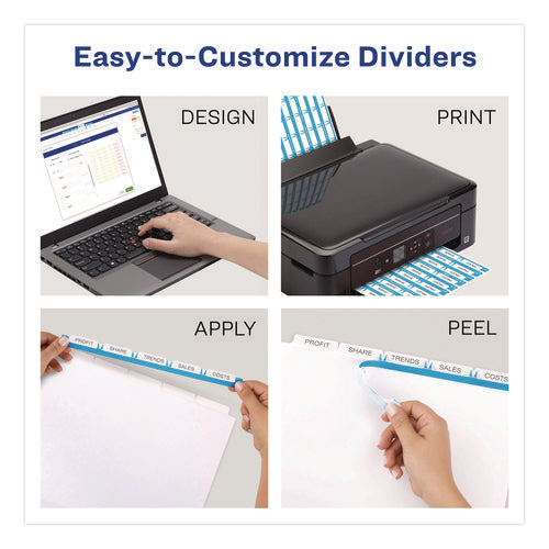 Image of Avery® Print And Apply Index Maker Clear Label Dividers With Printable Label Strip And White Tabs, 5-Tab, 11 X 8.5, White, 1 Set