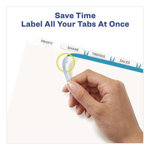 Image of Avery® Print And Apply Index Maker Clear Label Dividers With Printable Label Strip And White Tabs, 5-Tab, 11 X 8.5, White, 1 Set