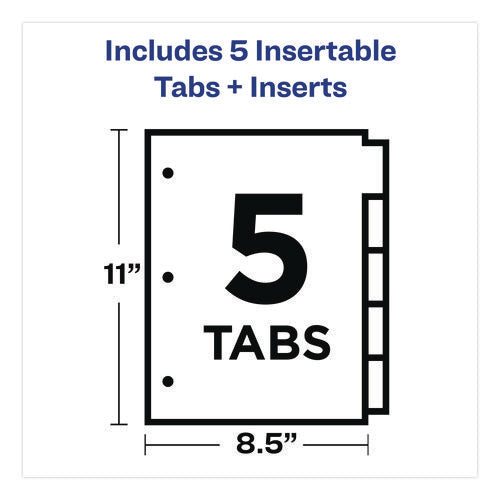 Image of Office Essentials Plastic Insertable Dividers, 5-Tab, 11 x 8.5, Assorted Tabs, 1 Set