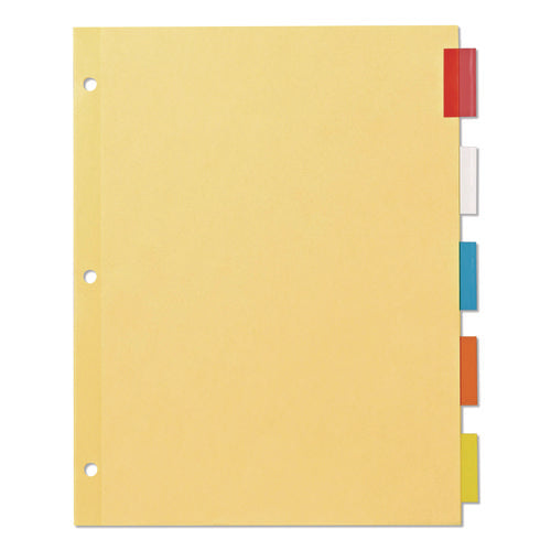 Image of Office Essentials Plastic Insertable Dividers, 5-Tab, 11 x 8.5, Assorted Tabs, 1 Set
