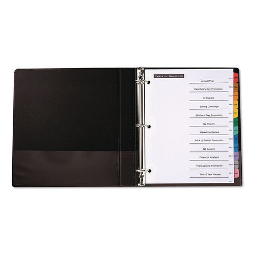 Image of Office Essentials Table 'n Tabs Dividers, 12-Tab, Jan. to Dec., 11 x 8.5, White, Assorted Tabs, 1 Set