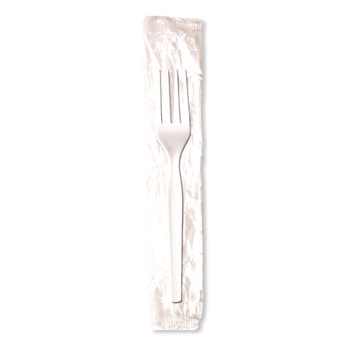 Image of Dixie® Mediumweight Polypropylene Cutlery, Individually Wrapped, Fork, Plastic, White, 1000/Carton