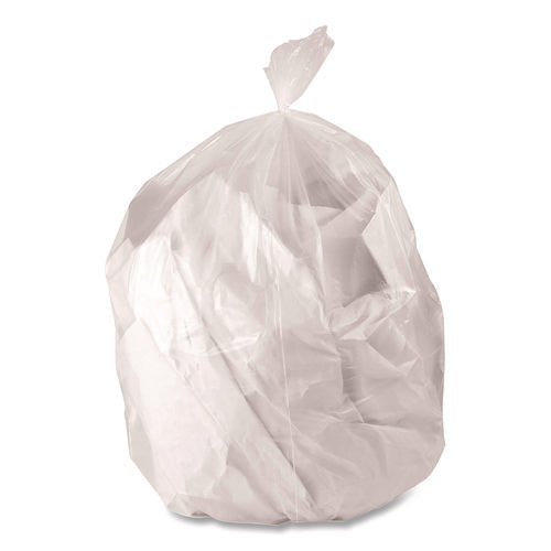 Image of Boardwalk® Low-Density Waste Can Liners, 32 gal, 0.9 mil, 33 x 44, Clear, Perforated Roll, 5 Bags/Roll, 20 Rolls/Carton