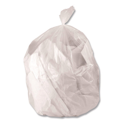 Image of Boardwalk® Low-Density Waste Can Liners, 44 gal, 1.3 mil, 37 x 50, Clear, Perforated Roll, 100/Carton