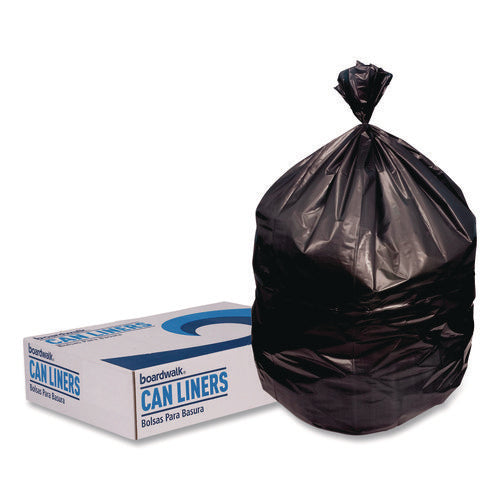 Image of Boardwalk® High-Density Can Liners, 45 gal, 22 mic, 40 x 48, Black, Perforated Roll, 150/Carton