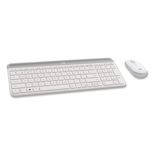 Image of Logitech® MK470 Slim Wireless Keyboard and Mouse Combo, 2.4 GHz/33 ft Wireless Range, Off-White