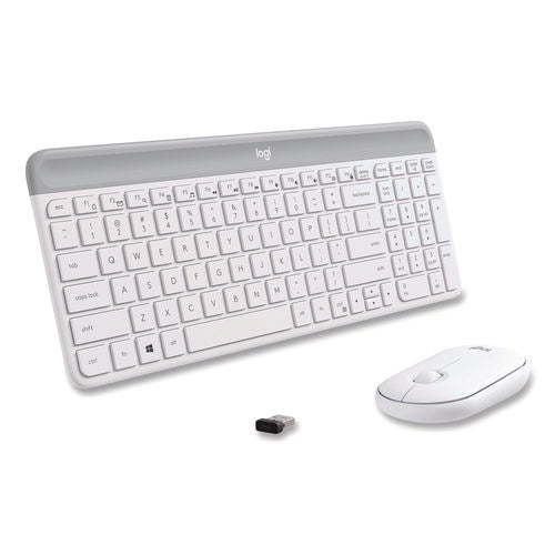 Image of Logitech® MK470 Slim Wireless Keyboard and Mouse Combo, 2.4 GHz/33 ft Wireless Range, Off-White